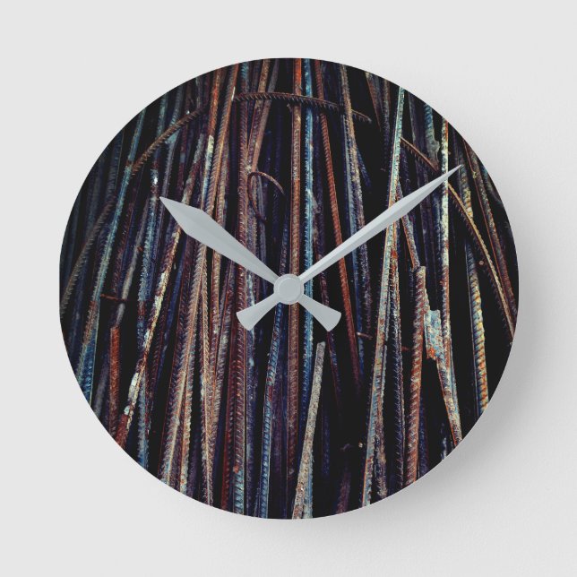 Very Unique Cool Rusty Bars Round Clock (Front)