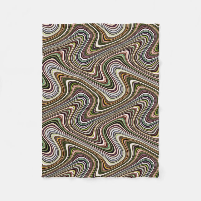 Very Unique Multi-Colour Curvy Line Pattern Fleece Blanket (Front)
