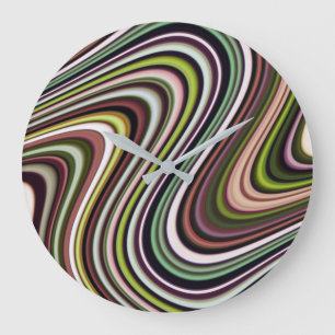Very Unique Multi-Colour Curvy Line Pattern Large Clock