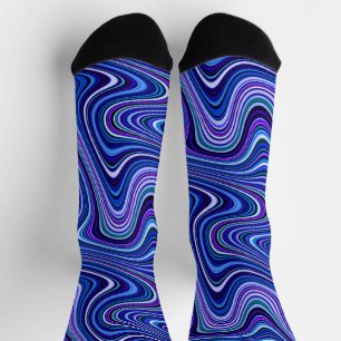 Very Unique Multi-Colour Curvy Line Pattern Socks