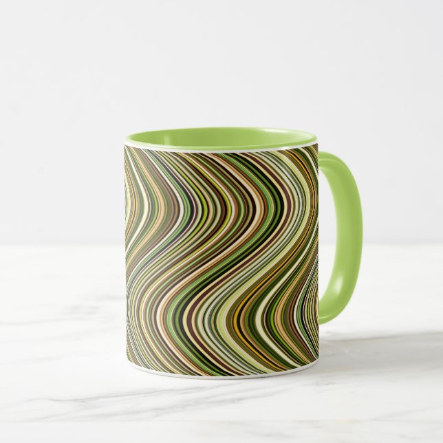 Very Unique Multicolored Curvy Line Pattern Mug (Front Right)