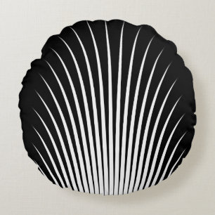 Very Unique White and Black Stripe Pattern Round Cushion
