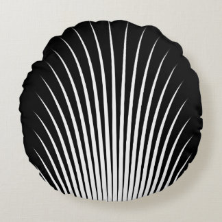Very Unique White and Black Stripe Pattern Round Cushion