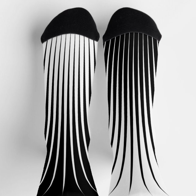 Very Unique White and Black Stripe Pattern Socks (Top)