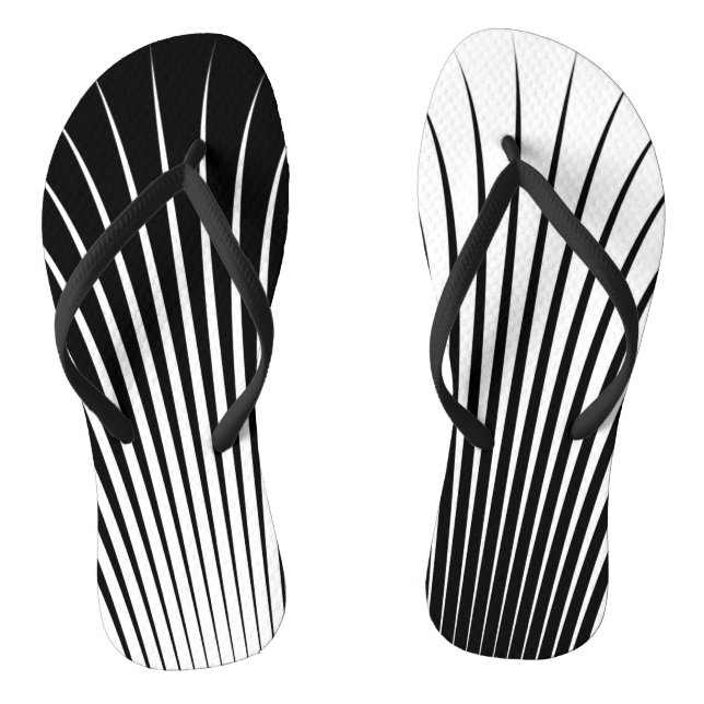 Very Unique White and Black Stripe Pattern Thongs (Footbed)