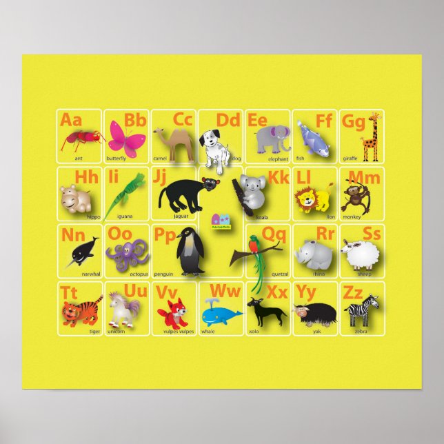 Very very cute animal Alphabets Poster (Front)