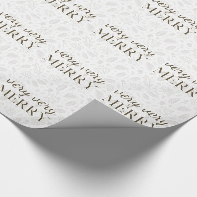 Very Very Merry Rustic Botanical with Typography Wrapping Paper (Corner)