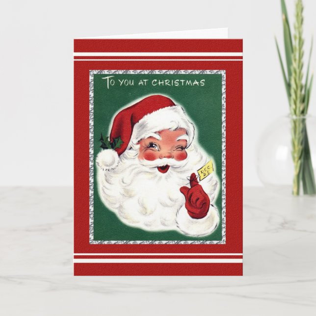 Very Vintage Santa Holiday Card (Front)