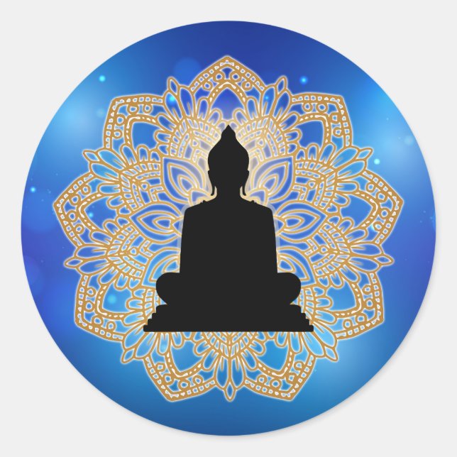 Vesak Day Buddha and Mandala Vaisakha Purnima Classic Round Sticker (Front)