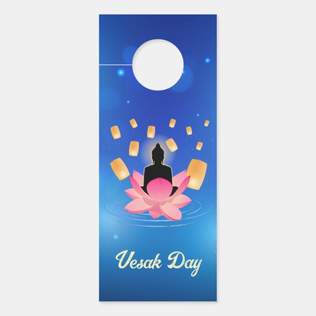Vesak Day Buddha on Lotus Lantern Vaisakha Door Hanger (Front)