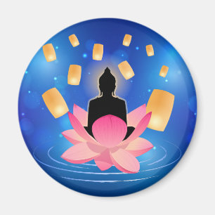 Vesak Day Buddha on Lotus Lantern Vaisakha Magnet