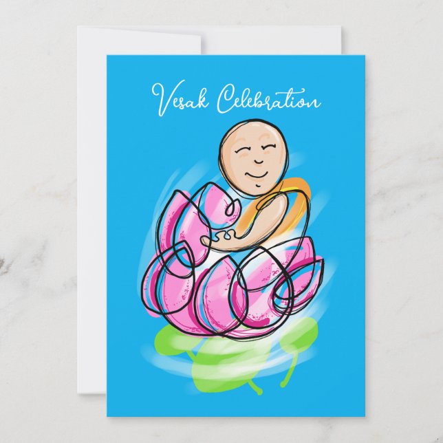 Vesak Lotus Monk Zen Invitation (Front)
