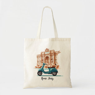 Vespa in front of the Trevi Fountain in Rome Tote Bag