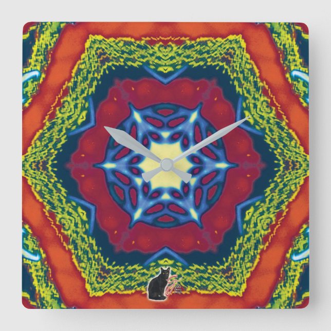 Vesper Kaleidoscope Square Wall Clock (Front)