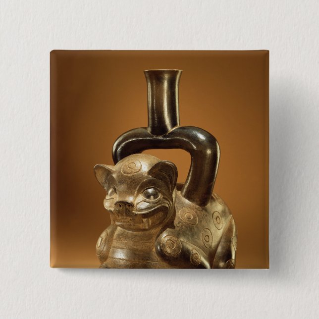 Vessel with puma, Chavin Culture, c.90 BC 15 Cm Square Badge (Front)