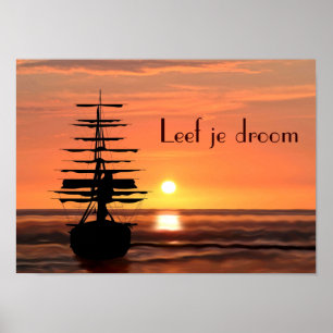 Vessel with sunrise poster