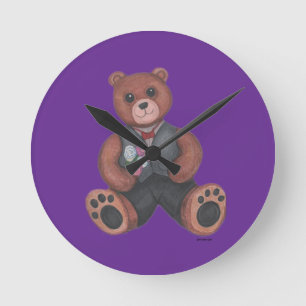 Vest Suit Teddy Bear clock