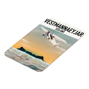 Vestmannaeyjar Iceland travel poster. Magnet