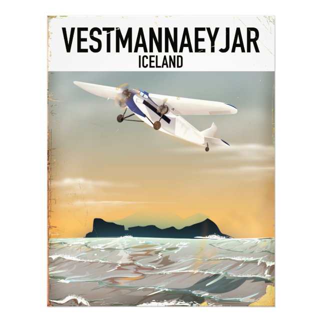 Vestmannaeyjar Iceland travel poster. Photo Print (Front)