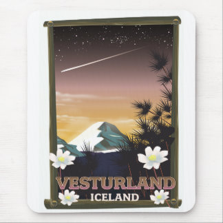 Vesturland Iceland travel poster Mouse Pad