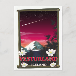 vesturland Iceland travel poster Postcard