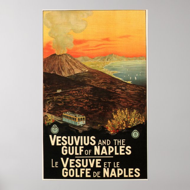 VESUVIUS and the Gulf of Naples ENIT Italy Holiday Poster (Front)