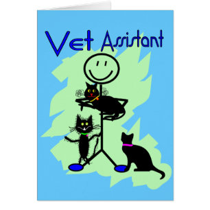Vet Assistant Stick Person With Black Cats