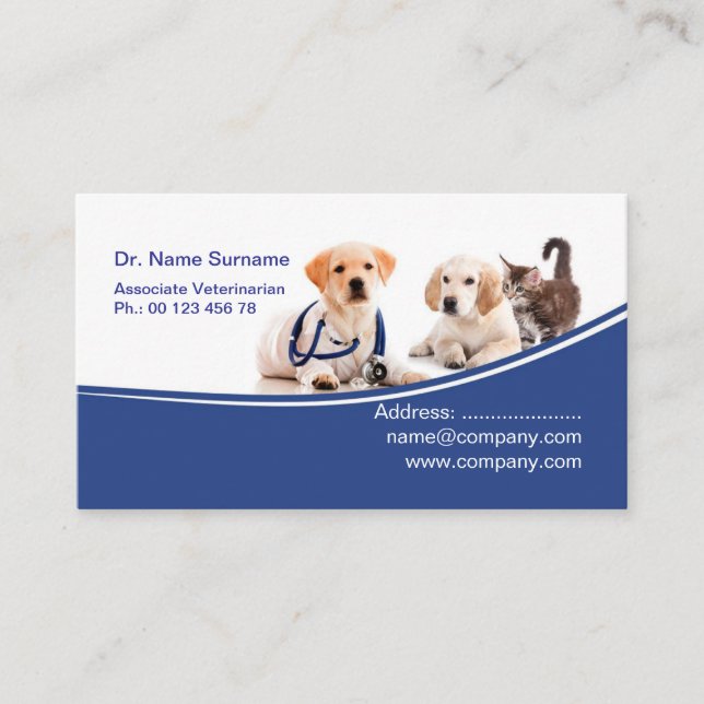 Vet Business Card for Veterinary Clinic  (Front)