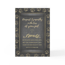 Vet & Business Sympathy Pet Loss Gold Card