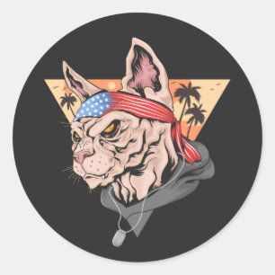 Vet Cat Palm Trees Classic Round Sticker