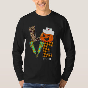 VET Nurse Leopard Pumpkin Halloween Love Nurse Lif T-Shirt