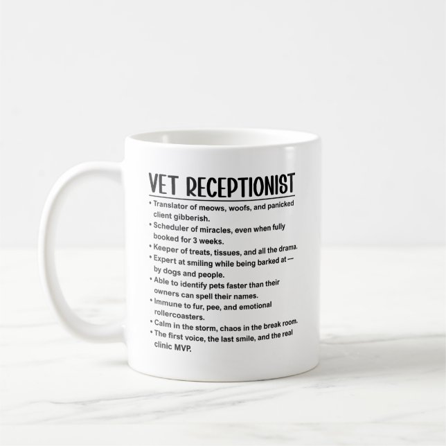 Vet receptionist coffee mug (Left)