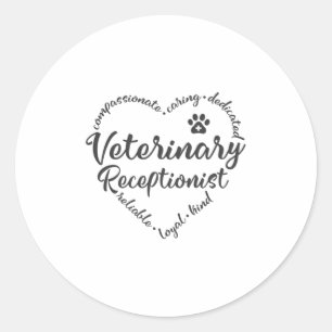 Vet receptionist veterinary receptionist classic round sticker