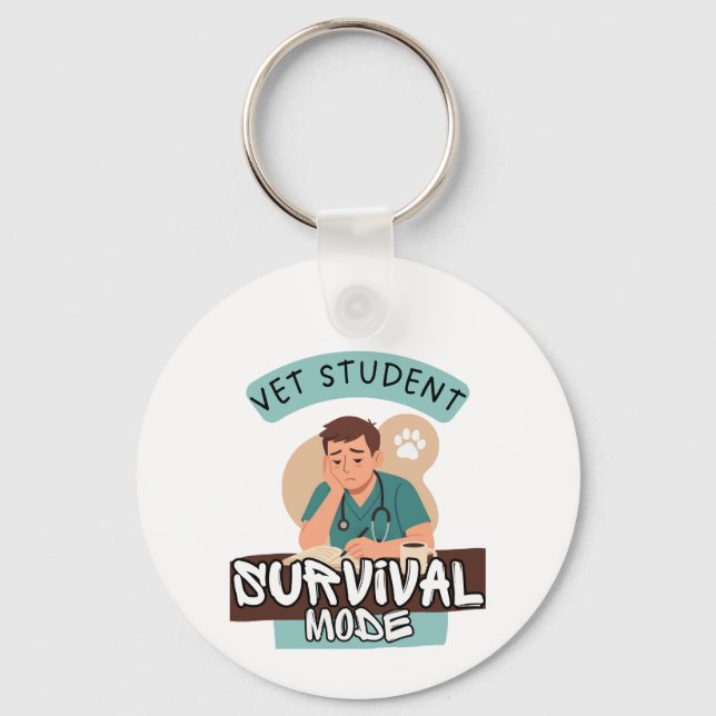 Vet Student Survival Mode – Vet Student Design Key Ring (Front)