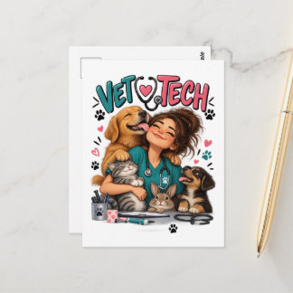 Vet Tech Animal Lover Postcard