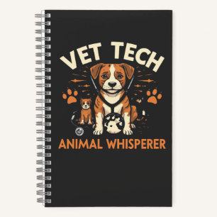 Vet Tech Animal Whisperer Cute Puppy Stethoscope Notebook