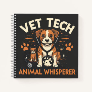 Vet Tech Animal Whisperer Cute Puppy Stethoscope Notebook