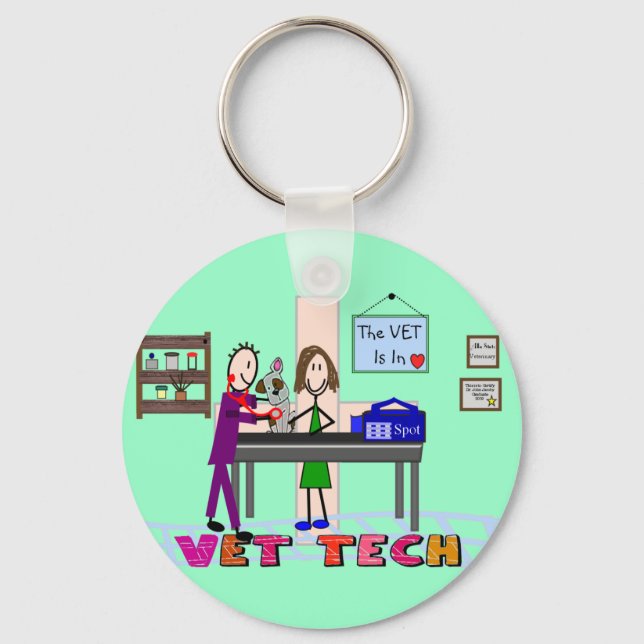 Vet Tech Art Gifts Key Ring (Front)