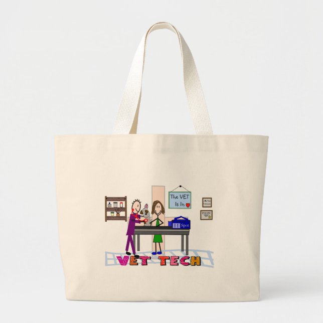 Vet Tech Art Gifts Large Tote Bag (Front)