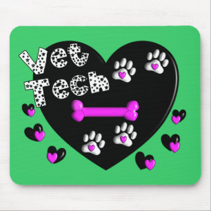 Vet Tech BLACK AND WHITE HEARTS Mouse Pad