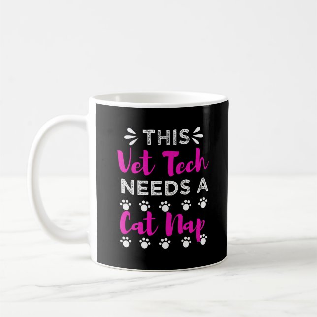 Vet Tech Cat Graduation Gift Veterinary Technician Coffee Mug (Left)
