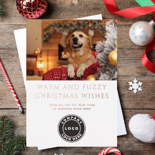 Vet Tech Dog Photo Business Logo Foil Holiday Card