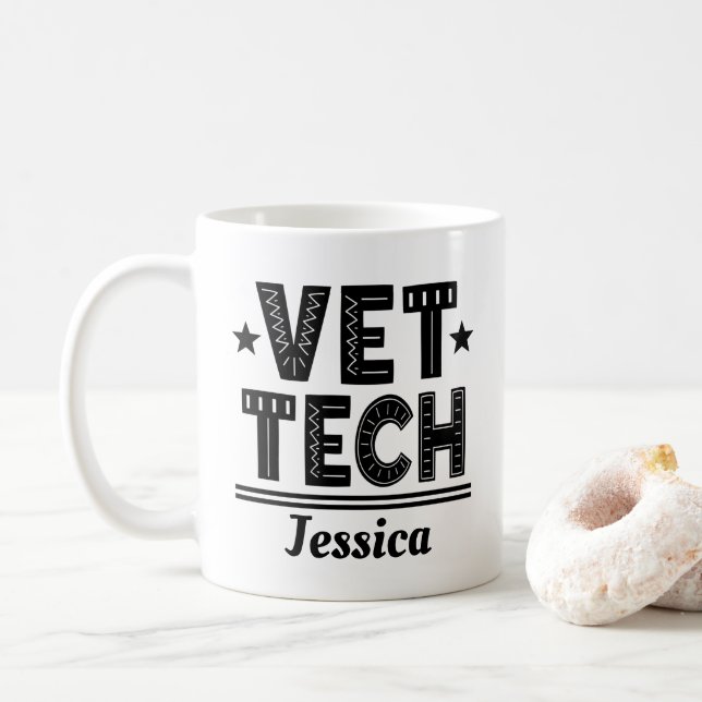 Vet Tech Gift for Veterinary Technician Coffee Mug (With Donut)