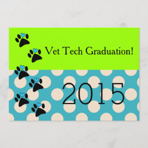 Vet Tech Graduation Invitations Lime and Blue 8
