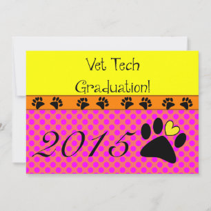 Vet Tech Graduation Invitations Polka Dots