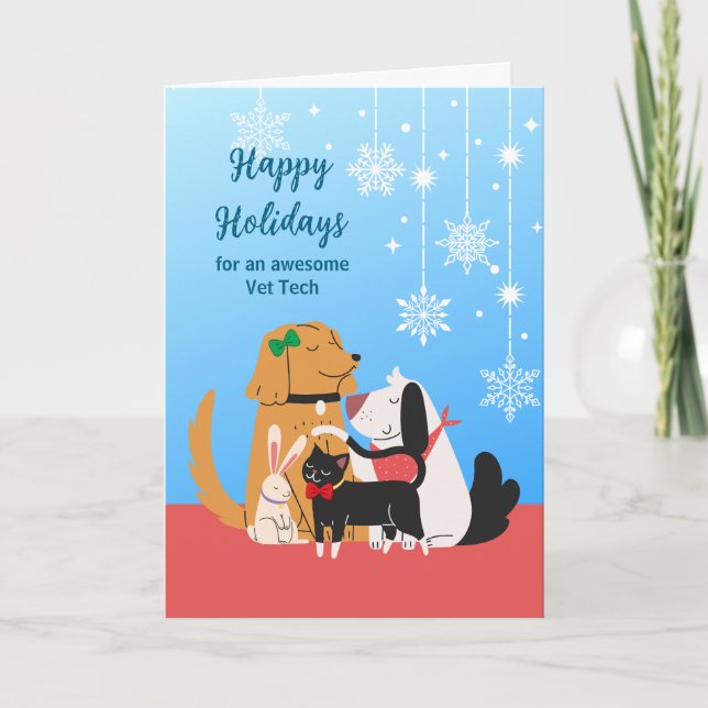 Vet Tech Happy Holidays with Pets Card (Front)