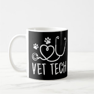 Vet Tech Love Animals Paw Print Vintage Vettechlif Coffee Mug
