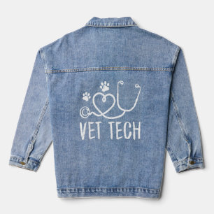 Vet Tech Love Animals Paw Print Vintage Vettechlif Denim Jacket
