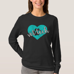 Vet Tech Pawprint Heart Cute Paw Print Veterinaria T-Shirt