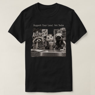 Vet Tech Racoon Opossum Skunk Coffee Humour T-Shirt